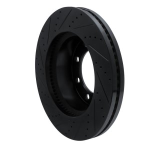 Ford F-250 Super Duty Brake Rotor (1) - Front Right - R1 Concepts - Drilled & Slotted - Black - `12-`25